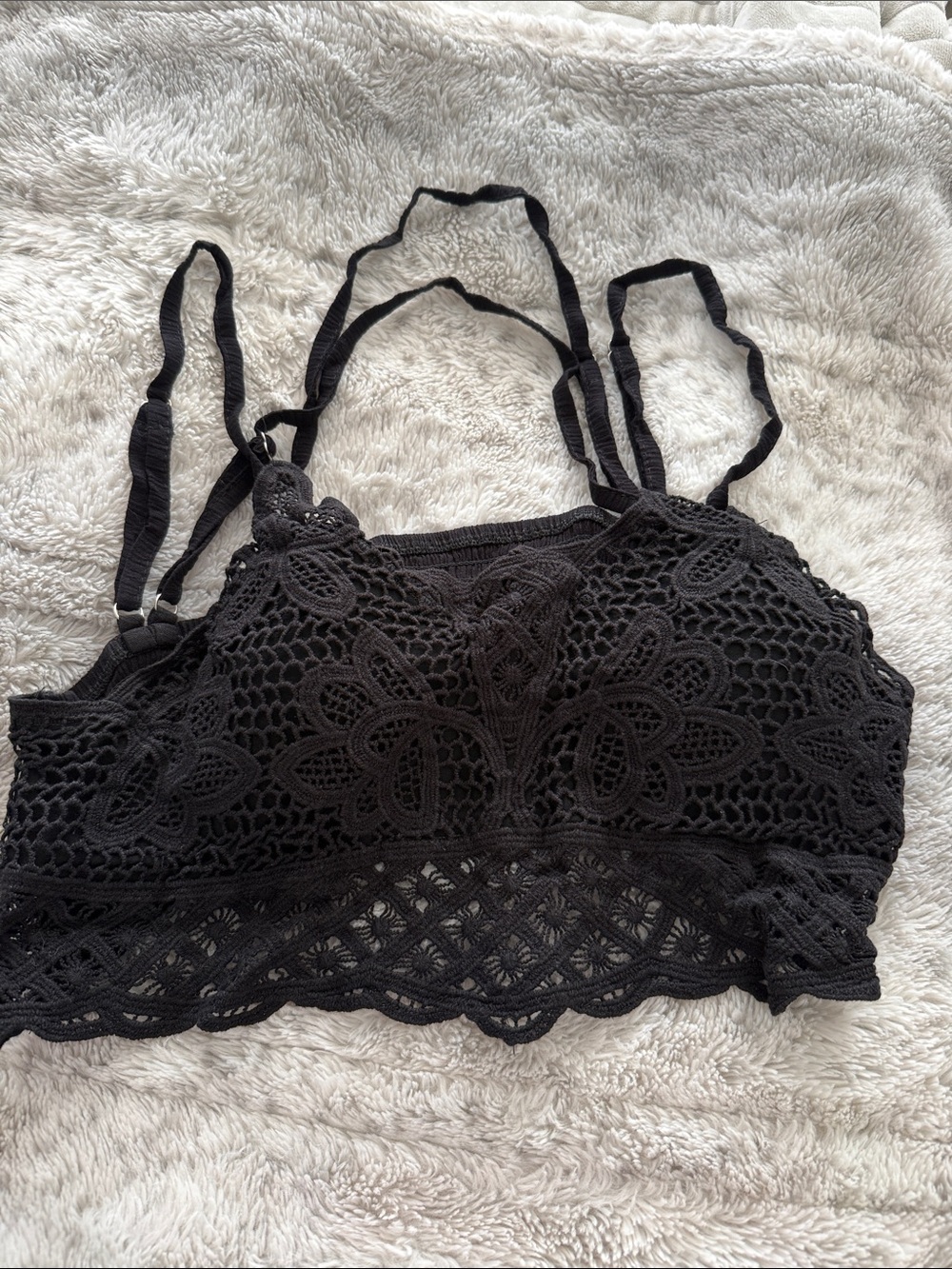 white birch Black Crochet Lace Bralette 1x super soft sku39